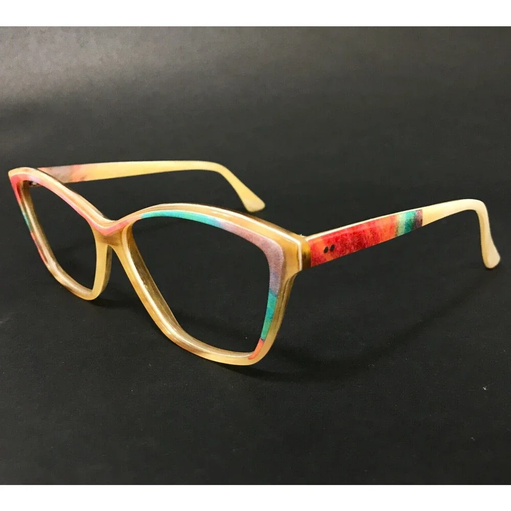 Vintage NOMIS Eyeglasses Frames 19-4/060 Buffalo Horn Brown Green Red 57-15-135
